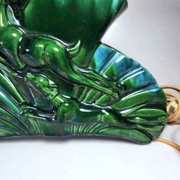 Mid Century Leaping Deer TV Lamp Planter Forest Green Retro Vintage 10.5”X 7.5” - Picture 5 of 15